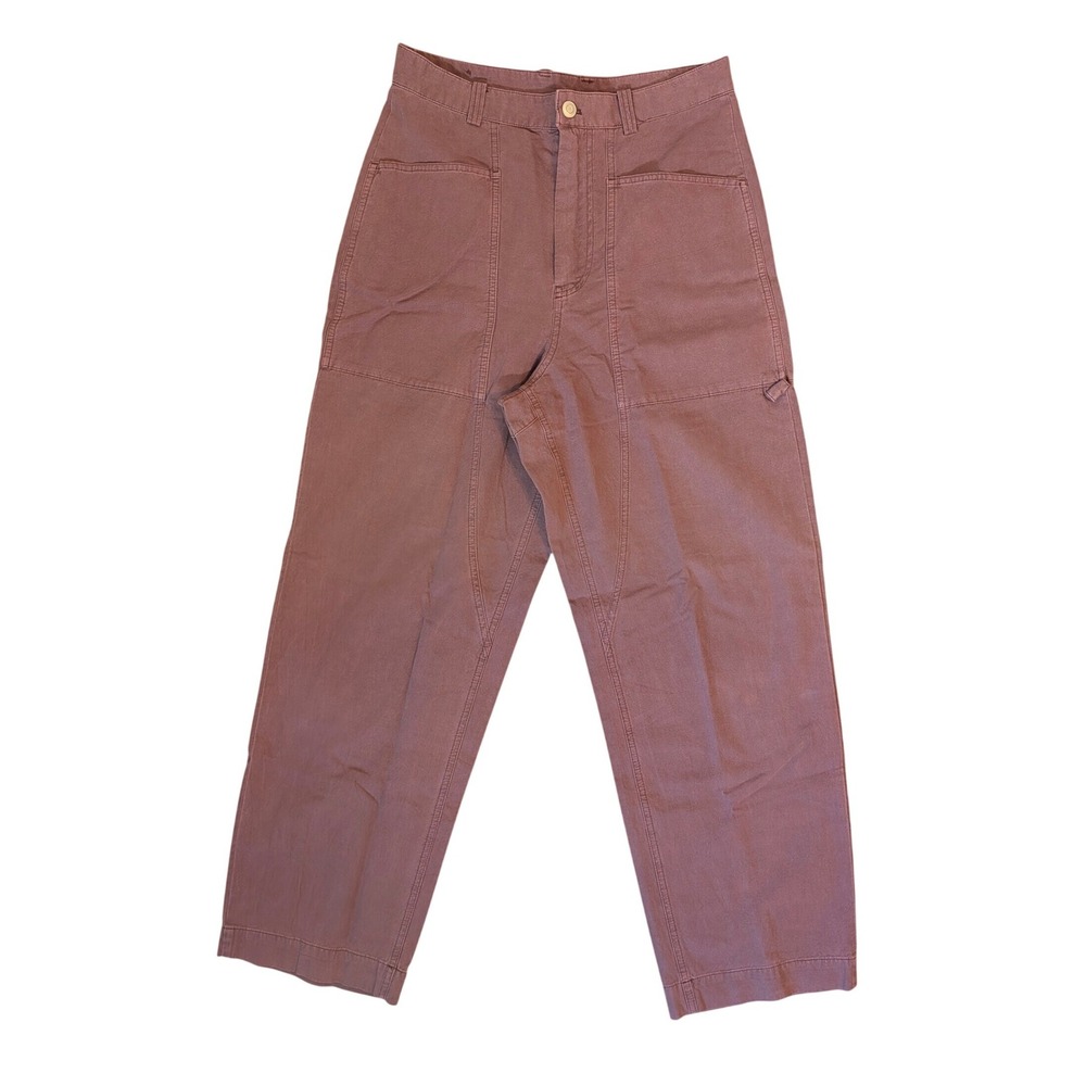 Zara Womens High Waisted Carpenter Pants Mauve Dusty Rose Straight Leg Size 30
